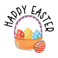 Premium flat sticker of easter basket vector