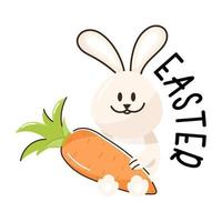 Easter rabbit sticker designed in flat style vector