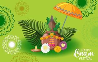 Onam Hindu harvest festival poster vector