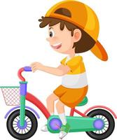 niño andar en bicicleta aislado vector