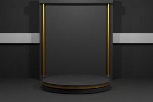 Cylinder podium minimal on dark background. Product presentation, Mock up, Stage pedestal or Platform. 3d rendering photo