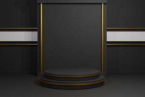 podio de cilindro mínimo sobre fondo oscuro. presentación del producto, maqueta, pedestal de escenario o plataforma. representación 3d foto