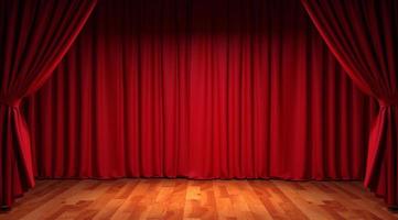Theater stage red curtains. 3d illustration photo