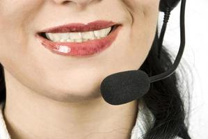 Close up helpdesk agent with headset photo