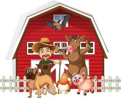 Farming theme with many animals vector