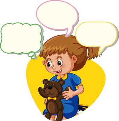 Little girl with speech bubbles