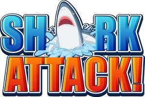 Shark attack font logo with cartoon aggressive shark vector