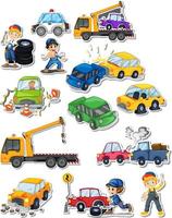 Sticker set of professions characters and objects vector