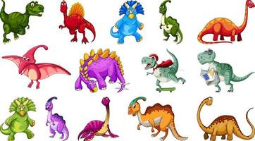 Many dinosaurs on white background vector