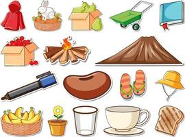 Sticker set of mixed daily objects vector