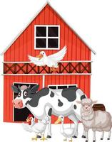 Farming theme with many animals vector