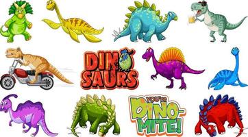 Many dinosaurs on white background vector