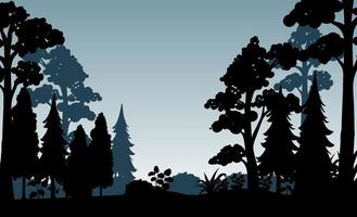 Silhouette shadow of forest scene vector