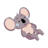 Cute Koala laughing isolated on white background. Cartoon character happy. vector