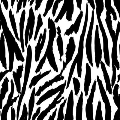 Monochrome tiger skin seamless pattern. Grunge zebra skin, stripes wallpaper.