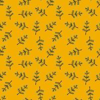 Hand drawn a sprig with berries seamless pattern. Branch with leaves and berry wallpaper. vector