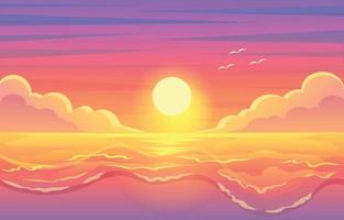 Sunset View on the Beach vector