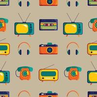 Retro Stuff Seamless Pattern vector