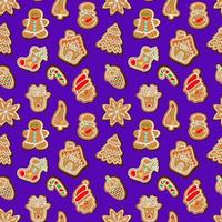 pattern of traditional gingerbread cookies. Vector illustration photo