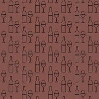 alcoholic bottle of wine wineglass pattern line art vector minimalistic