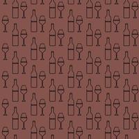 alcoholic bottle of wine wineglass pattern line art vector minimalistic