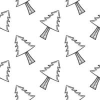 hand drawn seamless pattern of pine trees vector