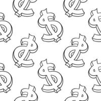 dollar symbol hand drawn seamless pattern vector