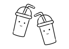 illustration of a boba drink in dotted line style vector