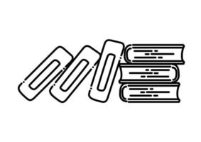 book stack illustration in dotted line style vector