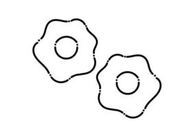 fried egg illustration in dotted line style vector