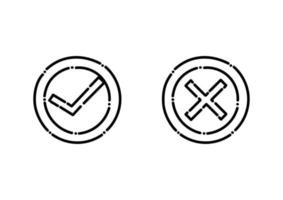 check mark and cross in dotted line style vector