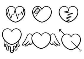 a collection of hand drawn hearts with different shapes vector