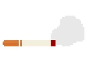 cigarette and smoke illustration in pixel style vector