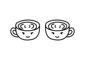 hand drawn cup of coffee with a cheerful face vector