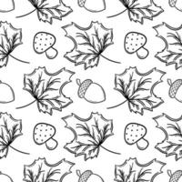hand drawn seamless pattern on autumn theme 1 vector