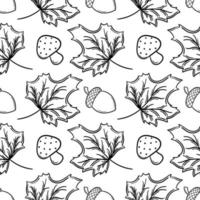 hand drawn seamless pattern on autumn theme 1 vector