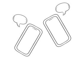 ilustración dibujada a mano de teléfono móvil con cuadro de texto vector
