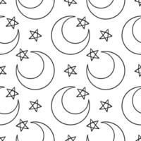 hand drawn seamless pattern of moon and stars vector