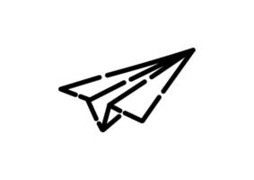 paper airplane illustration in dotted line style vector