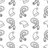 seamless pattern hand drawn beanie and scarf vector