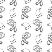 seamless pattern hand drawn beanie and scarf vector