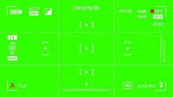Green colored chroma key camera rec frame viewfinder overlay background screen flat style design vector illustration. Chroma key VFX screen camera overlay abstract background concept for video footage