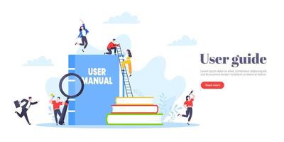 User manual guide book flat style design vector illustration.