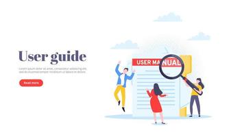 User manual guide book flat style design vector illustration.