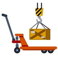 Cart with crates. Industrial shipping. vector