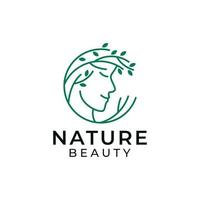 Nature woman beauty logo design vector