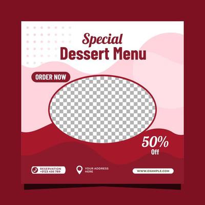 Dessert menu banner square social media post design