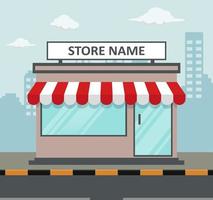 Flat design store front with place for name vector