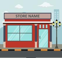 Flat design store front with place for name vector