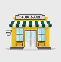 Flat design store front with place for name vector